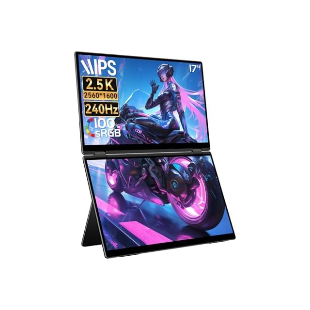 EHOMEWEIデュアル モバイルモニター 17インチ 260Hz 2k ドライバー不要