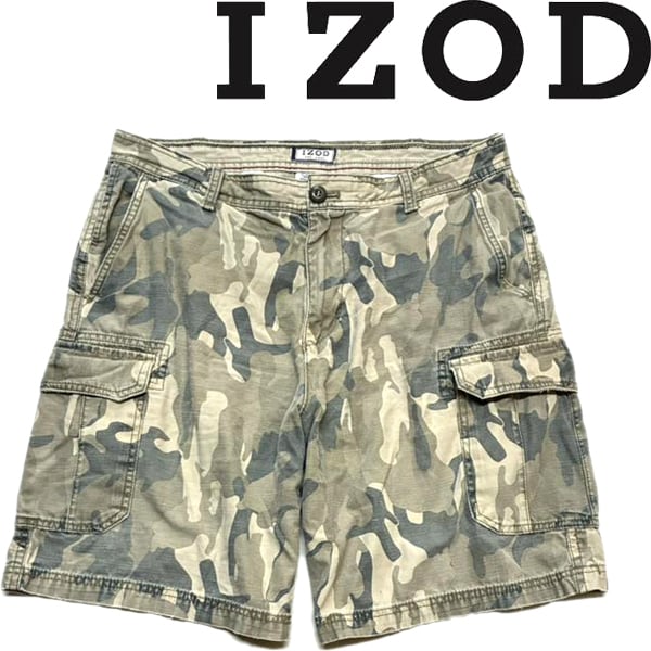 1点物◇IZODアイゾッド迷彩柄カーゴショートパンツ古着34メンズM
