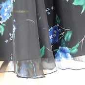 社交ダンス 衣装 チャコット Chacott ワンピース ドレス パーティ 発表会 パーティドレス 黒 青 花柄 軽い 薄い レース 日本製 ブラック系 ブルー系 おしゃれ ふんわり かわいい 上品 フェミニン