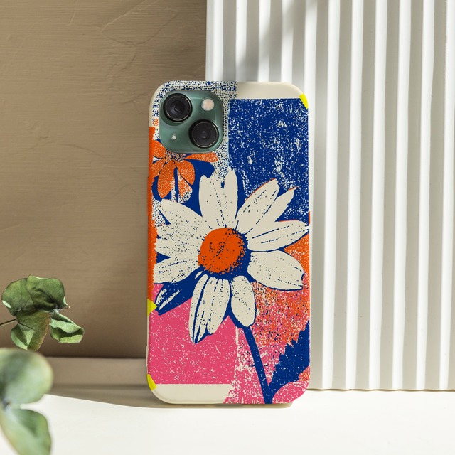 受注生産 iPhoneケース 白い花のビビッドZINEコラージュ｜花コラージュ ZINE062C