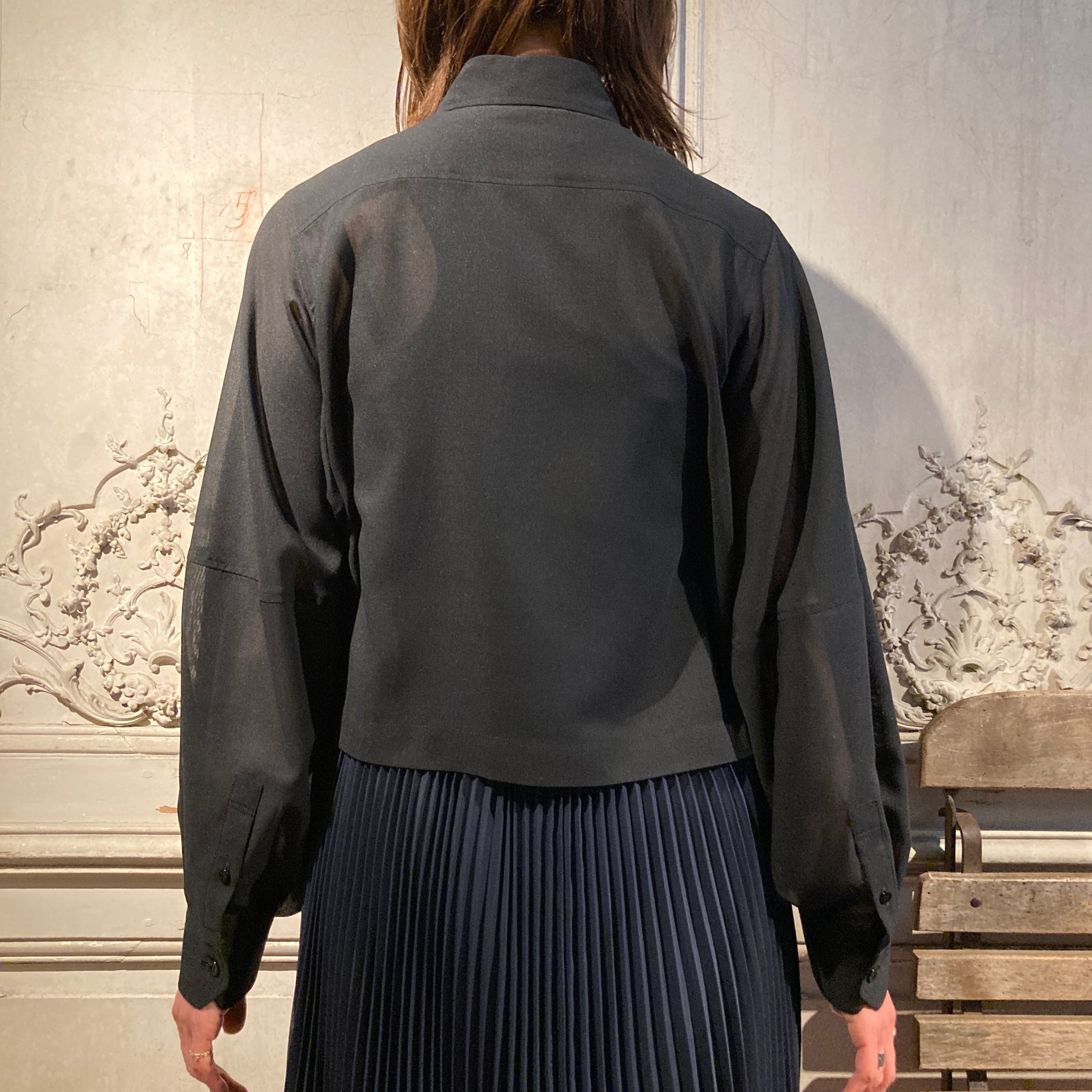 HYKE【ハイク】 T/W VOILE BALLOON SLEEVE CROPPED SHIRT (15257