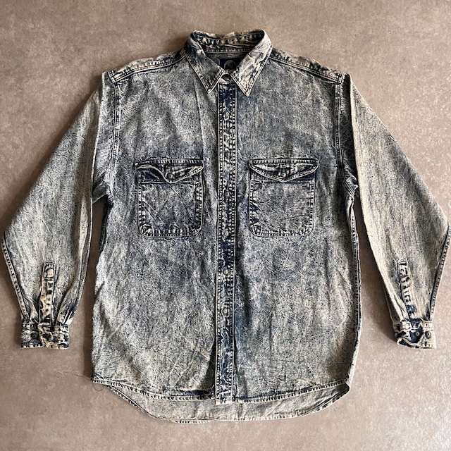 1990s  Old GAP "Chemical Wash" Denim L/S Shirt  L  H703