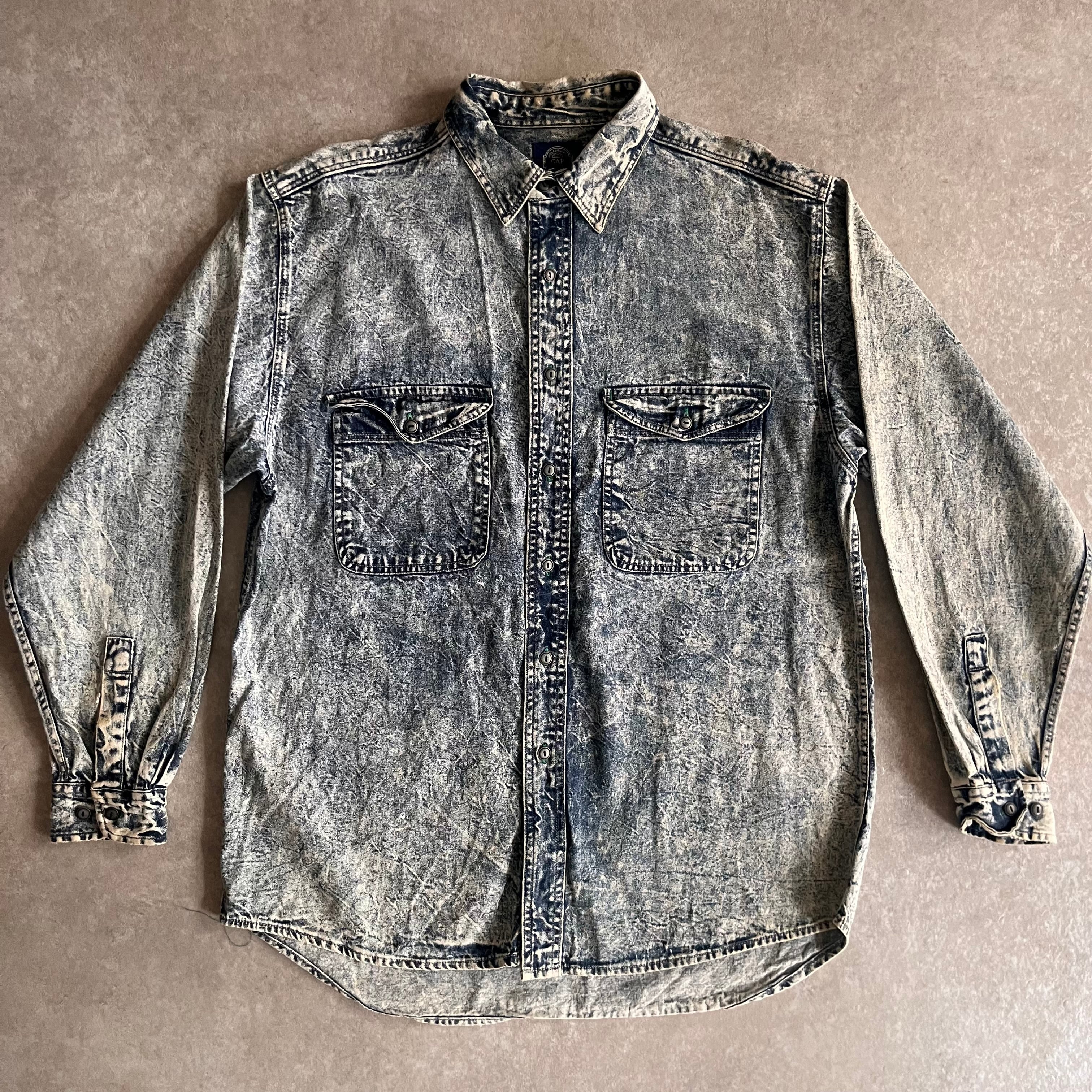 1990s Old GAP "Chemical Wash" Denim L/S Shirt L H703