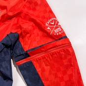 2WAY Callaway キャロウェイ 市松模様 裏メッシュ 長袖&半袖 ジップ ジャケット ジャンパー XL/オレンジ系 メンズ ゴルフ