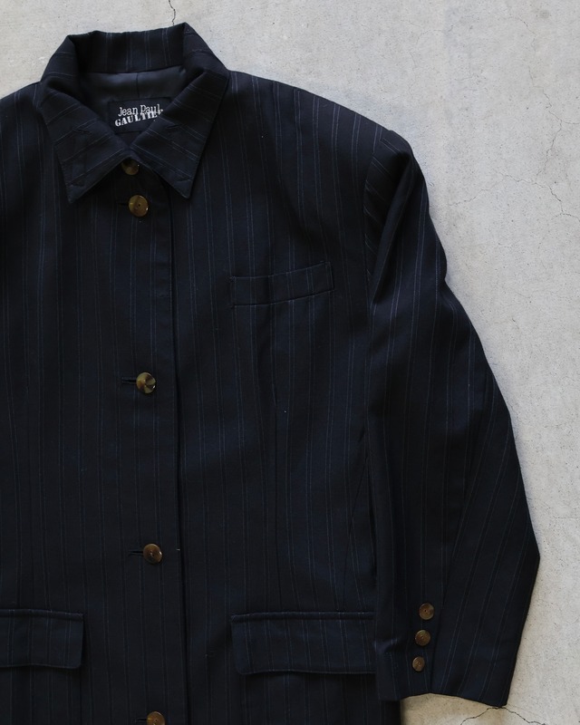 【Jean Paul Gaultier】Pinstripe single long coat