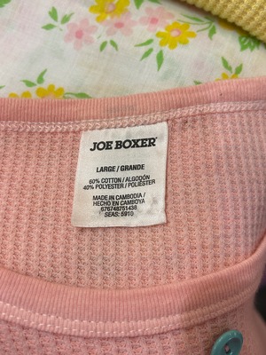 garment dye thermal pink&mint green button