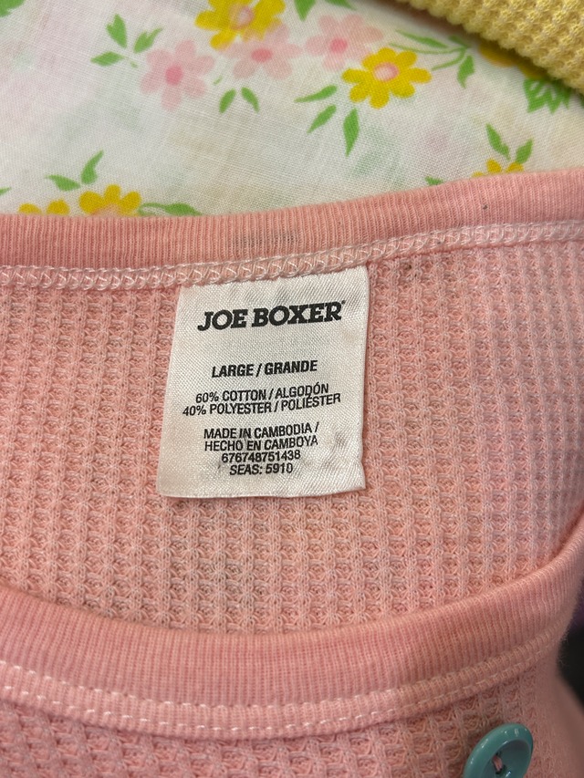 garment dye thermal pink&mint green button