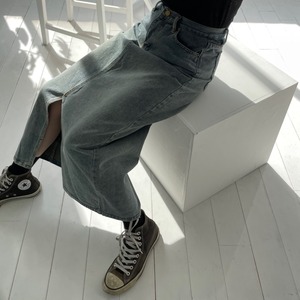front slit denim skirt_LN0768