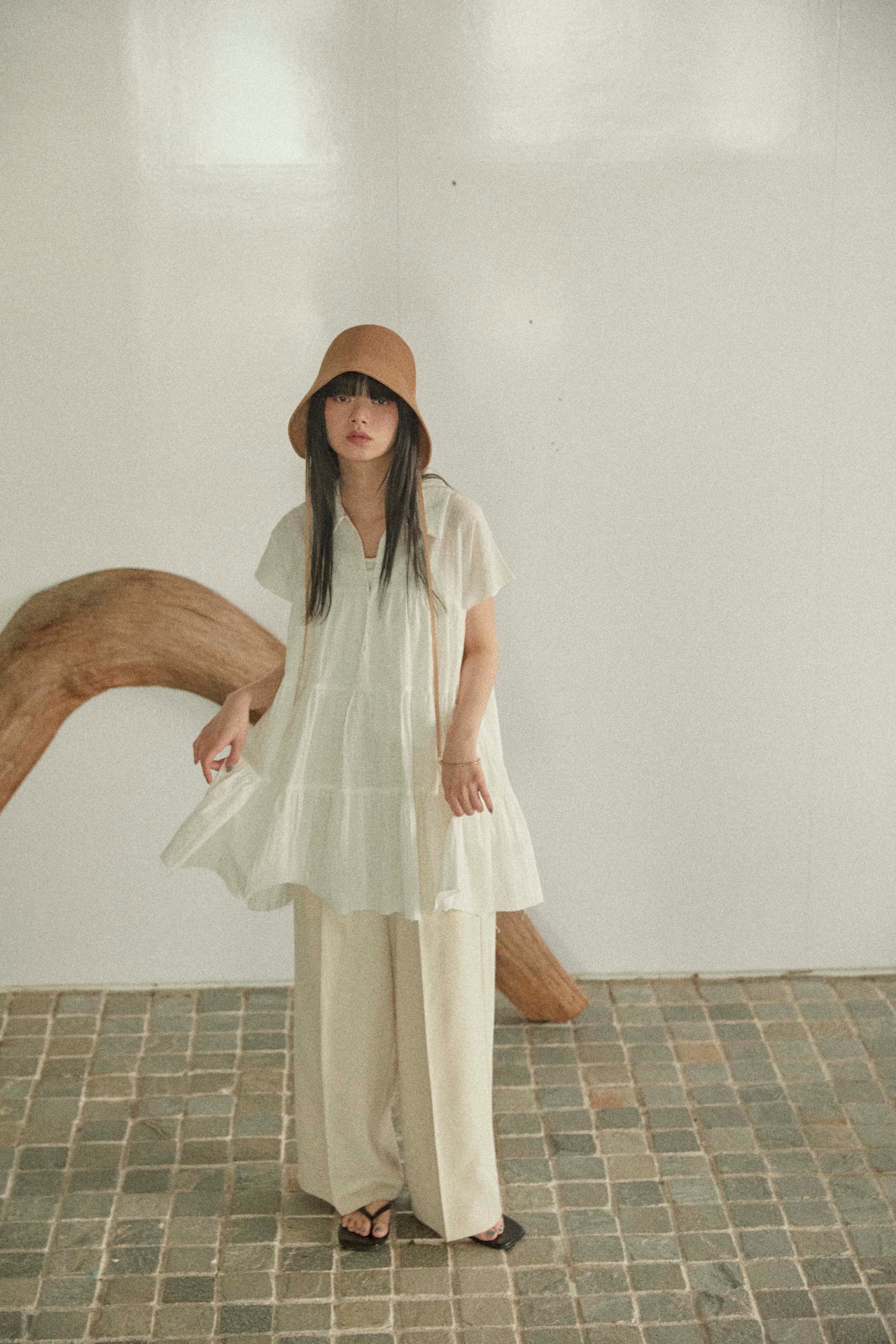 DU250501 linen like wide straight pants【T sizeあり】【Re Stock】【残り僅か】