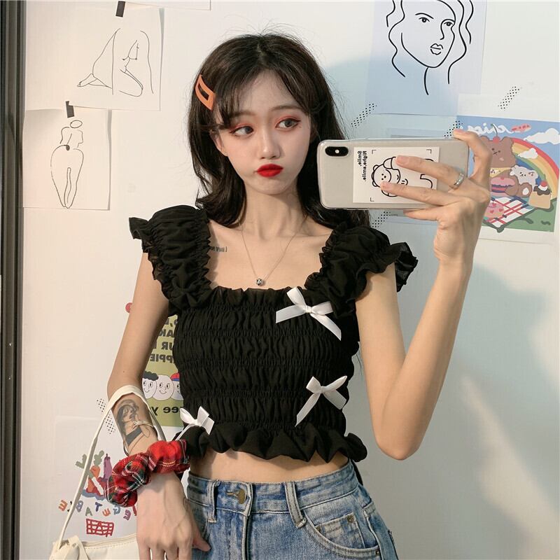 ベストウィメンズ2020夏新バージョンのワイルドボウタイアウターノースリーブトップスリムスリミングボトミングシャツ 1号婦人37303128095