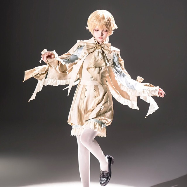 王子系ロリータ 少年装セット サックスブルー装飾かぼちゃパンツ