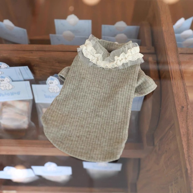 gray lace neck cutsew