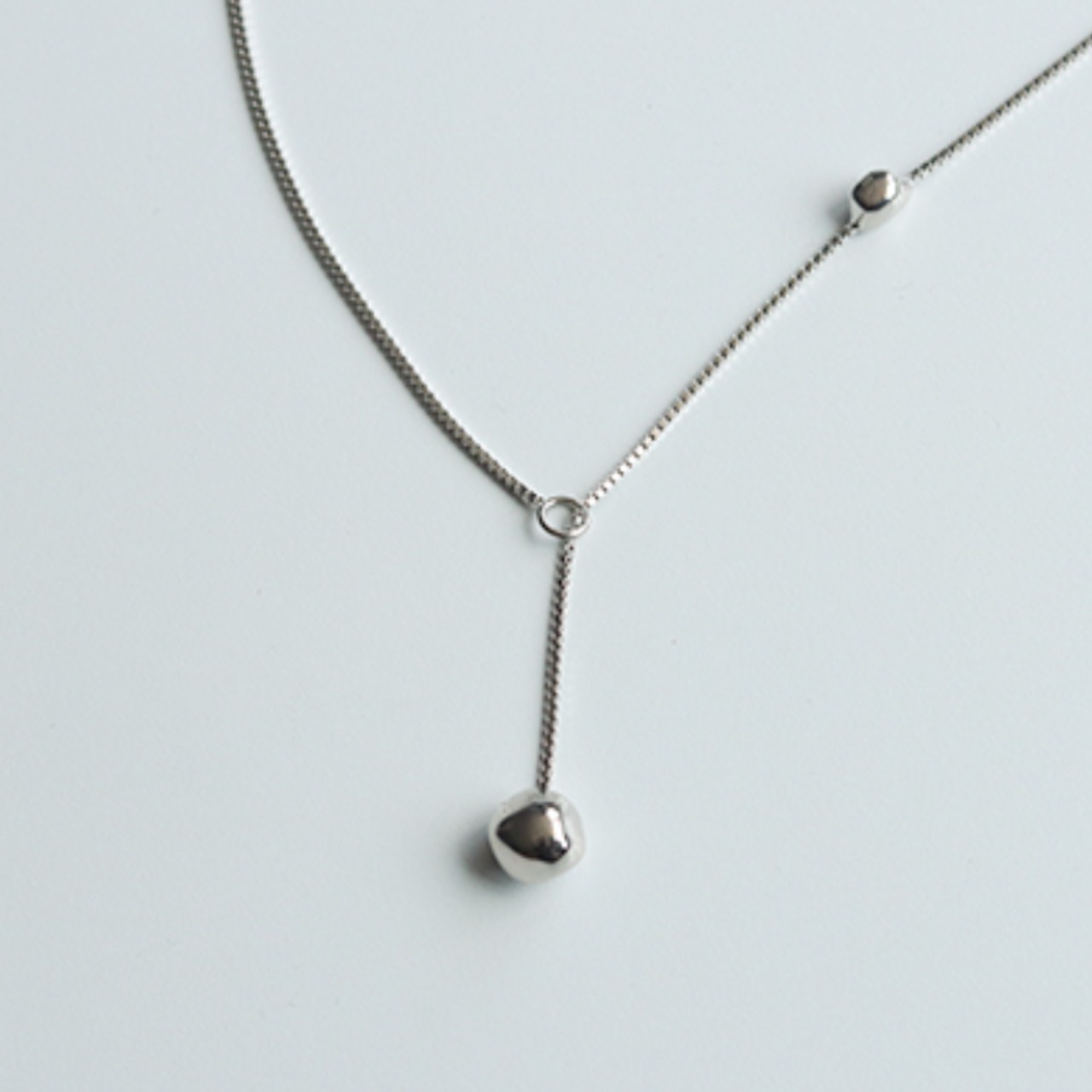 silver925 boxchain long necklace