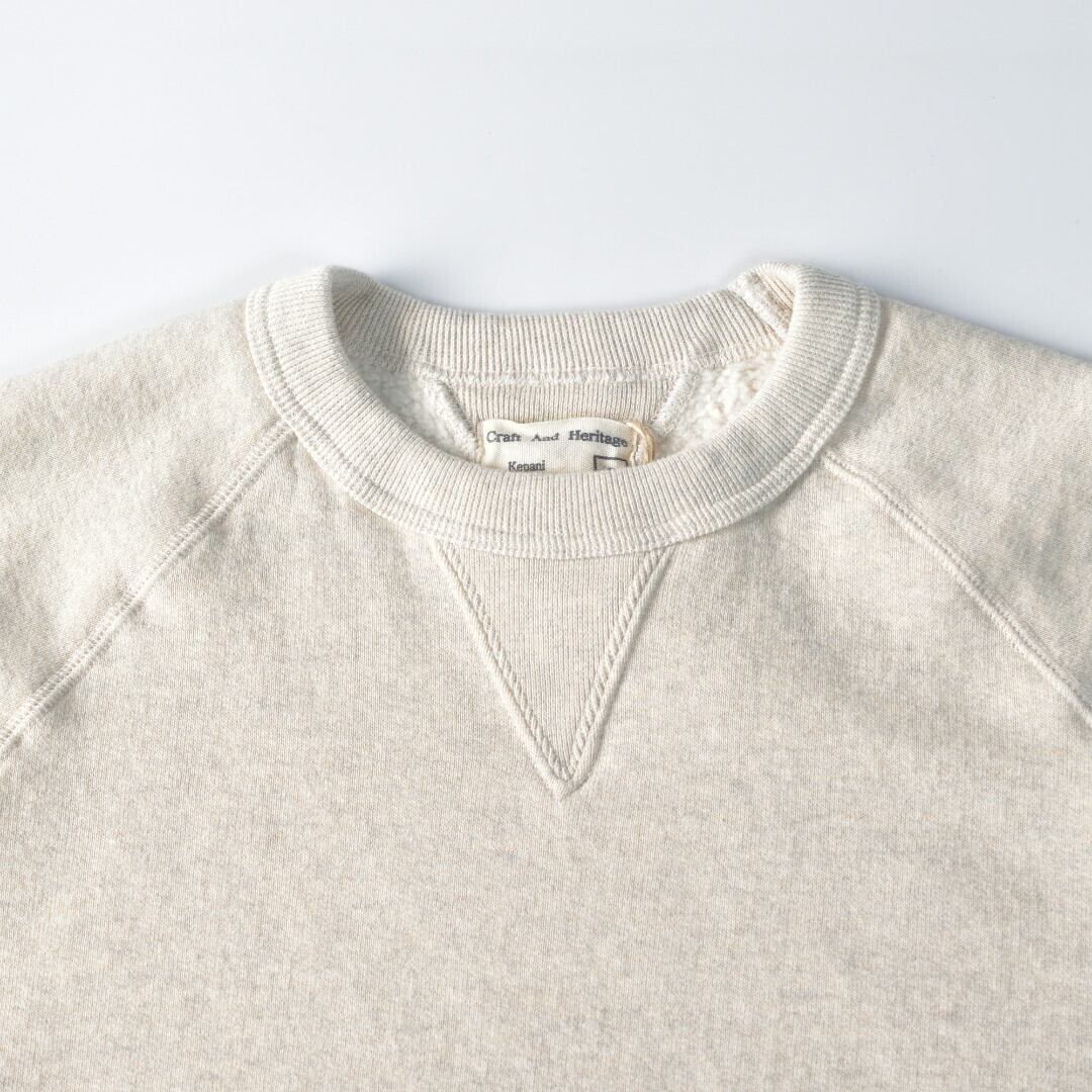 Kepani ケパニ ラフィー裏起毛 HARRIS-Ⅱ GUSSET CREW・オートミール【送料無料】