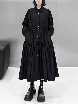Tiered style A-line shirt dress [T2026]
