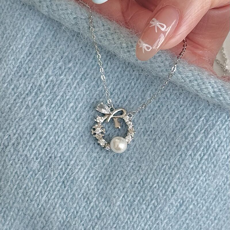 Lolaシルバーリボンの花冠ネックレス