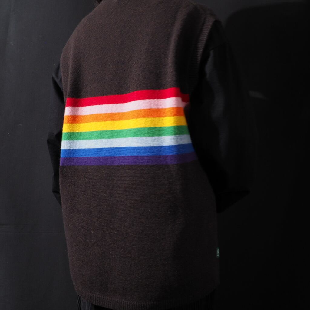 Paul Smith rainbow border design wool knit vest
