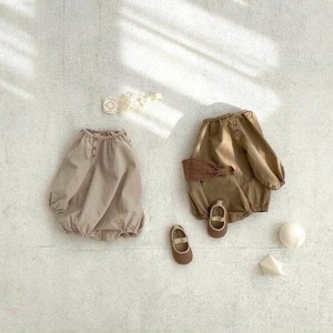 【BABY】くすみラテロンパース
