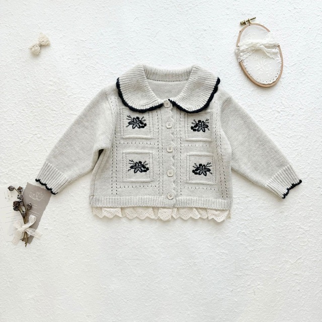 【予約商品】[90-130cm] scallop knit cardigan