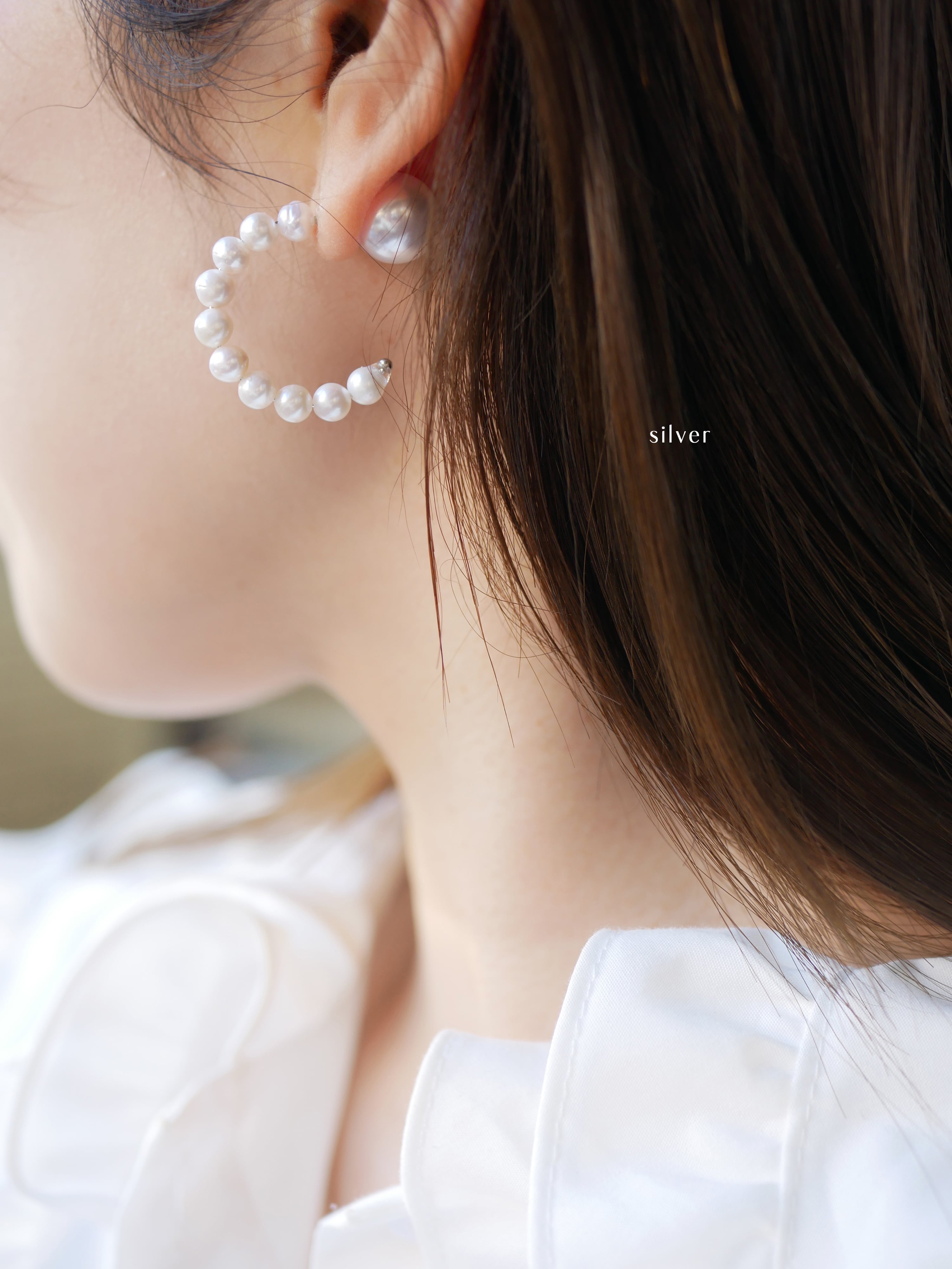 Holiday season 限定アイテム※3WAY 淡水パール continuing hoop pierce