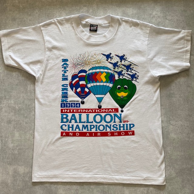 made in usa 　94s battle creek　BALLOON CHAMPIONSHIP FRUIT OF THE LOOM T-shirt {アメリカ製　94s　バトルクリーク　バルーン　チャンピオンシップ　FRUIT OF THE LOOM　Tシャツ　古着　メンズ　USED}ユニセックス　