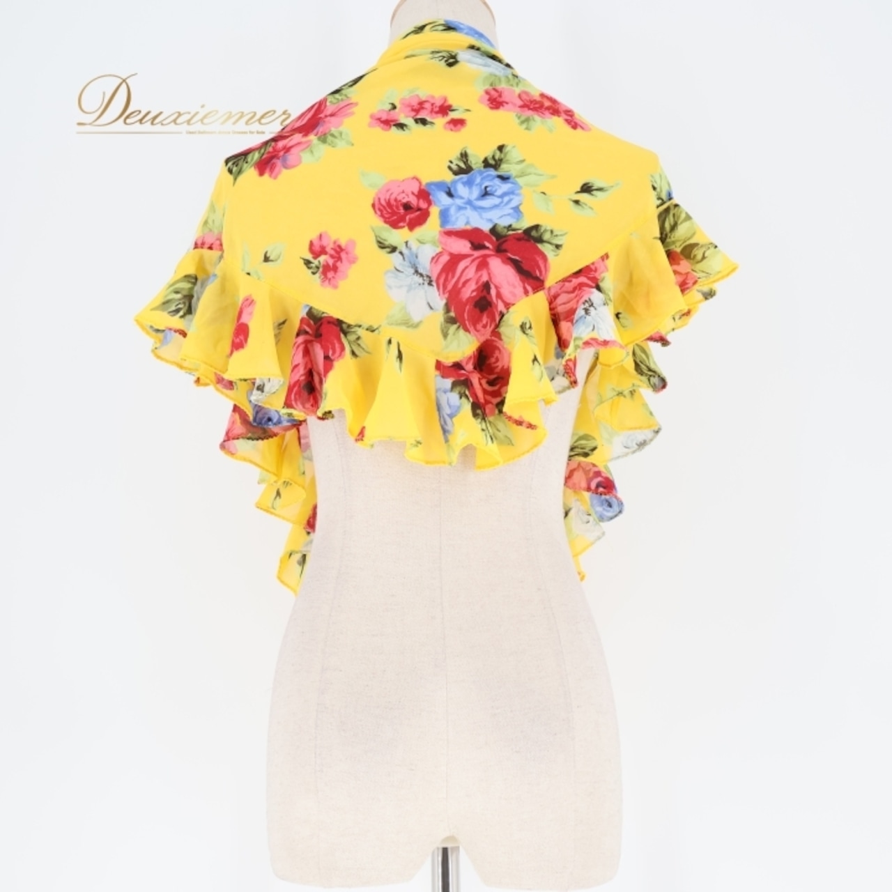 フラメンコ 衣装 シージョ イエローピキージョ イエロー系 レッド系 ピンク系 黄色 オレンジ 赤 ピンク 花柄 フリル 軽い 薄い 装飾 小物 軽量シージョ フラメンコ小物 花模様 ダンス衣装 コスチューム