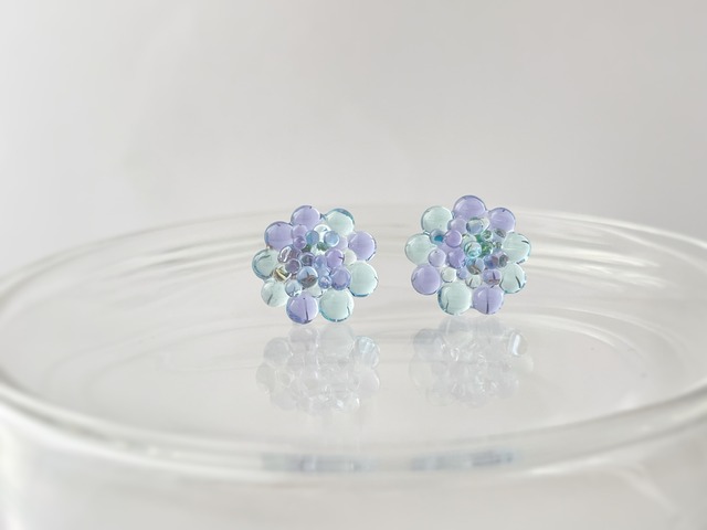 bouquet mini glass 紫陽花ピアス/イヤリング