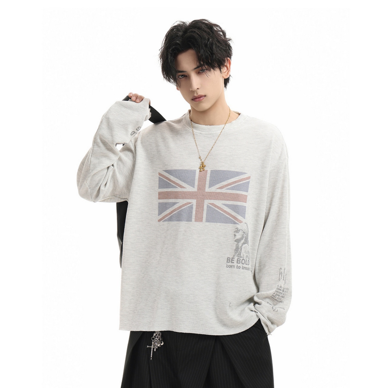 VINTAGE ストリート 国旗プリント ロングTシャツ T2020