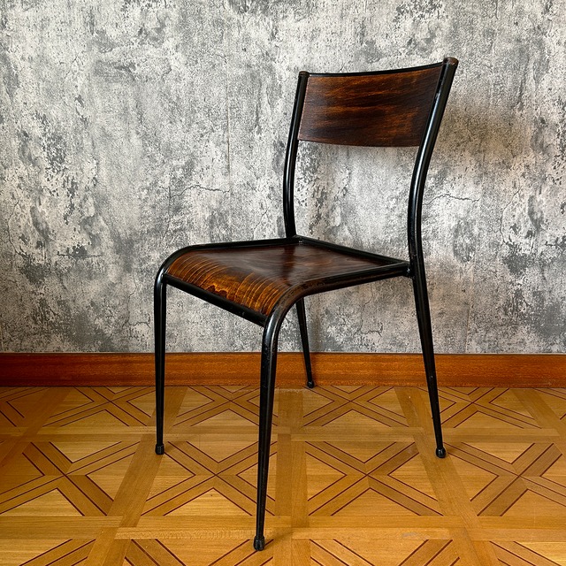 50's Vintage French Industrial School Chair #2 Used 中古 リペア済