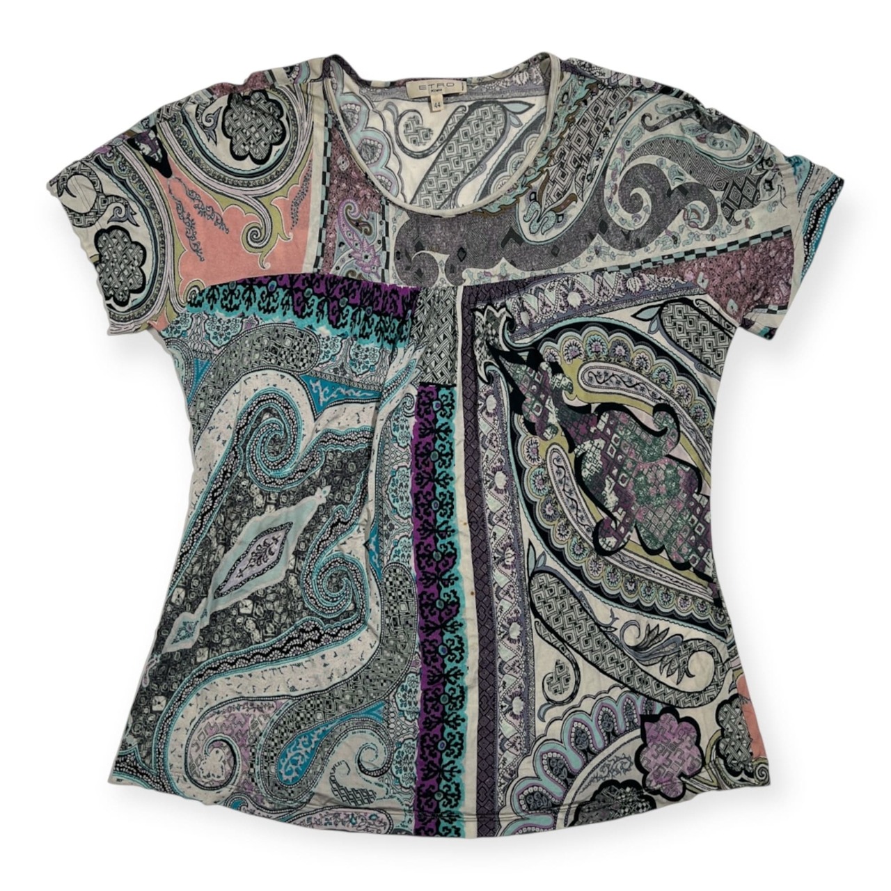 ETRO エトロ 総柄 ストレッチ レーヨン 半袖 Tシャツ カットソー サイズ 44 /マルチ/イタリー製/エトロジャパン