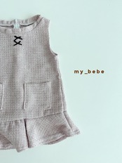 韓国子供服 / Mybebe / リボンツイードワンピース *XS~XL*