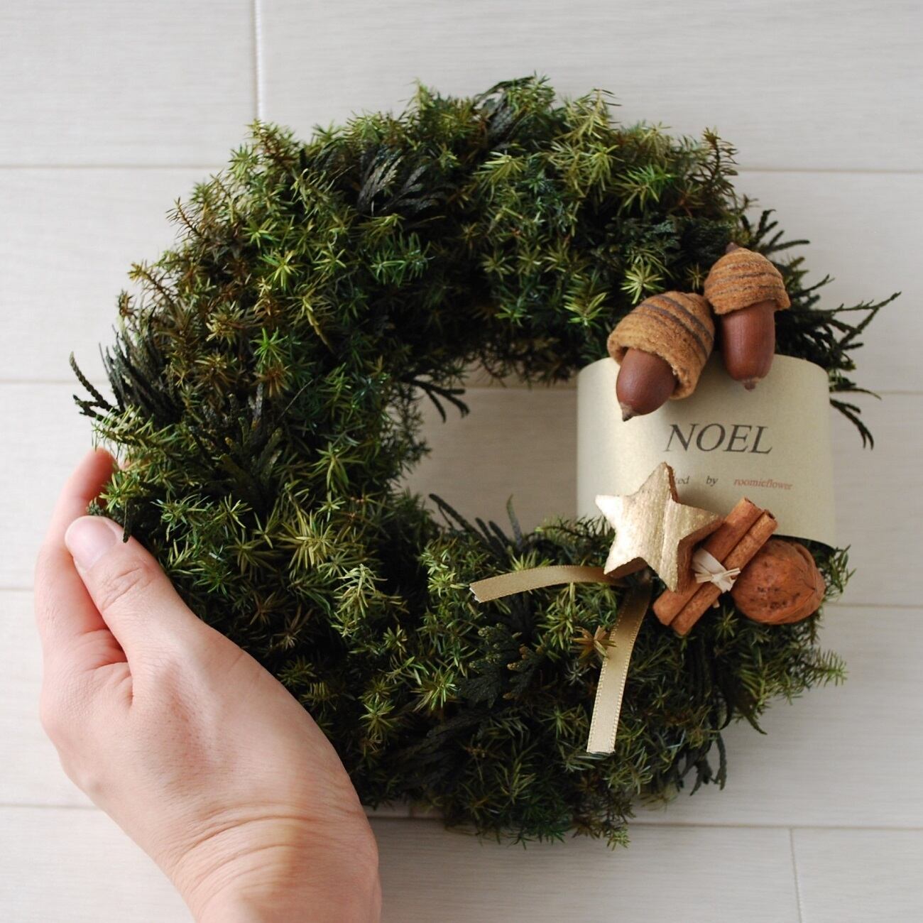 期間限定★プリザーブドフラワーのクリスマスリース グリーン&ナッツ GREEN&NUTS