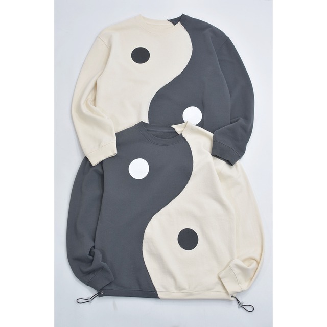 Re:build Yin Yang 再構築 インヤン 太陰太極図 カットワーク デザイン リメイク スウェット トレーナー オリジナル 別注 モノトーン スミクロ キナリ