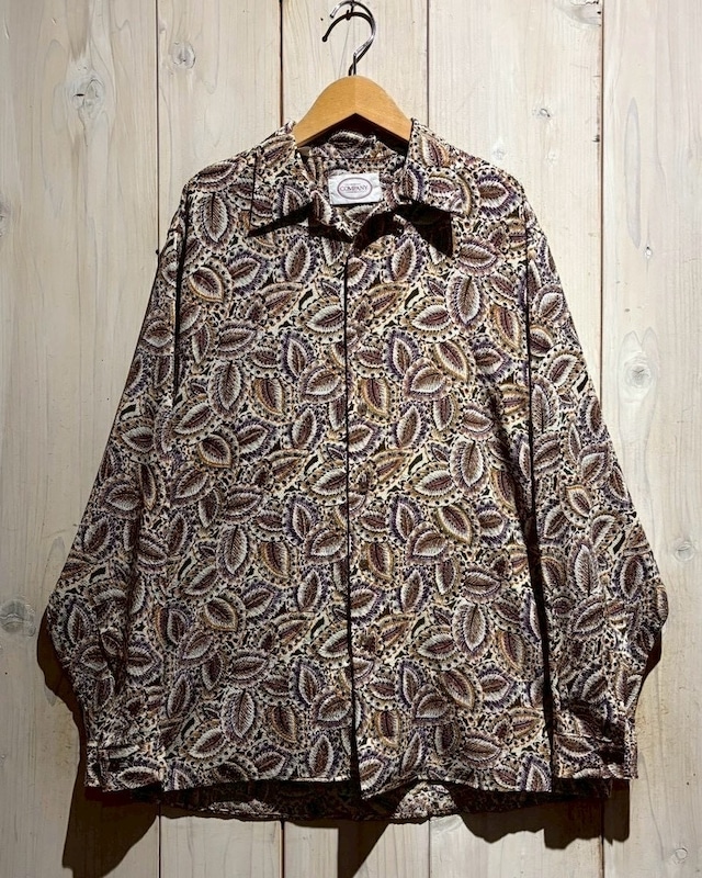 【a.k.a.C.a.k.a vintage】90's Paisley Pattern Euro Vintage L/S Open Collar Shirt