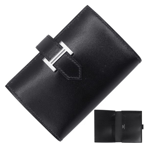 新品未使用　HERMESエルメス カードケース アクセサリ Unused HERMES エルメス カードケース ベアン ボックスカーフ 黒 二