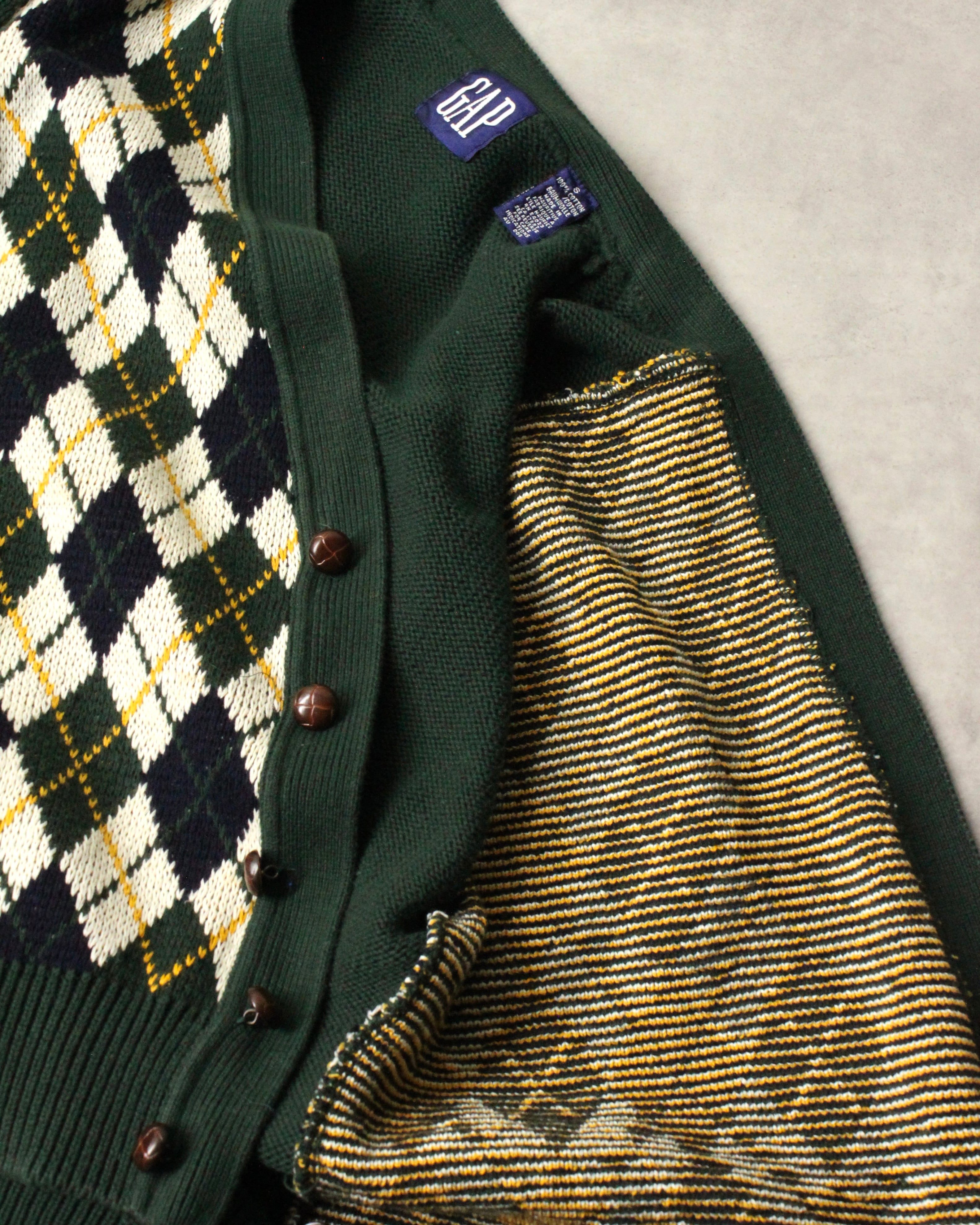 90s OLD GAP Argyle Pattern Cotton Knit Cardigan | VOLAR