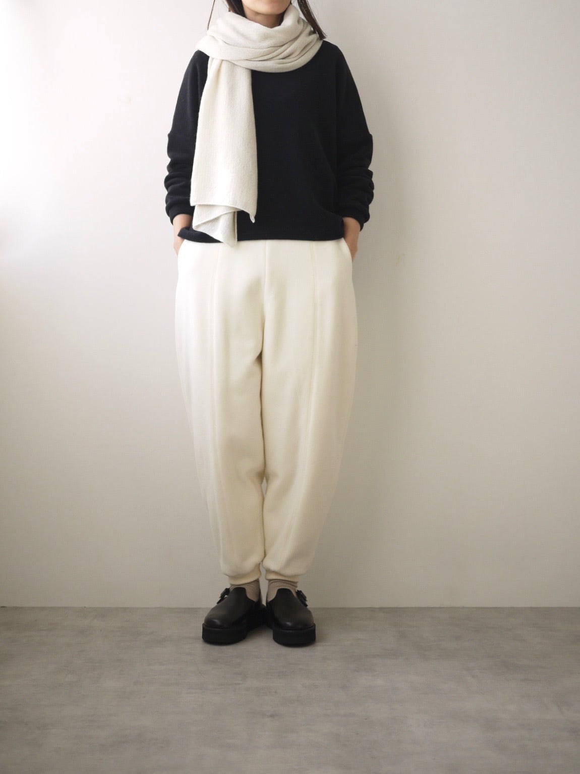 TENNE HANDCRAFTED MODERN New wool rib knit pants（WHITE） | t a - n a