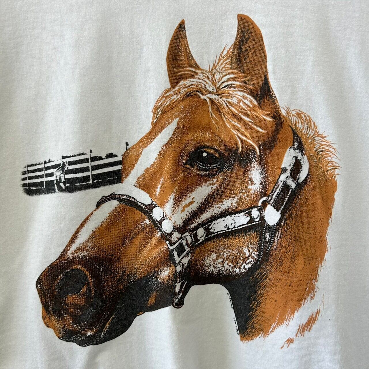 【希少】 90s プリントオブテイルズ 馬 うま Tシャツ アニマル 在原みゆ紀