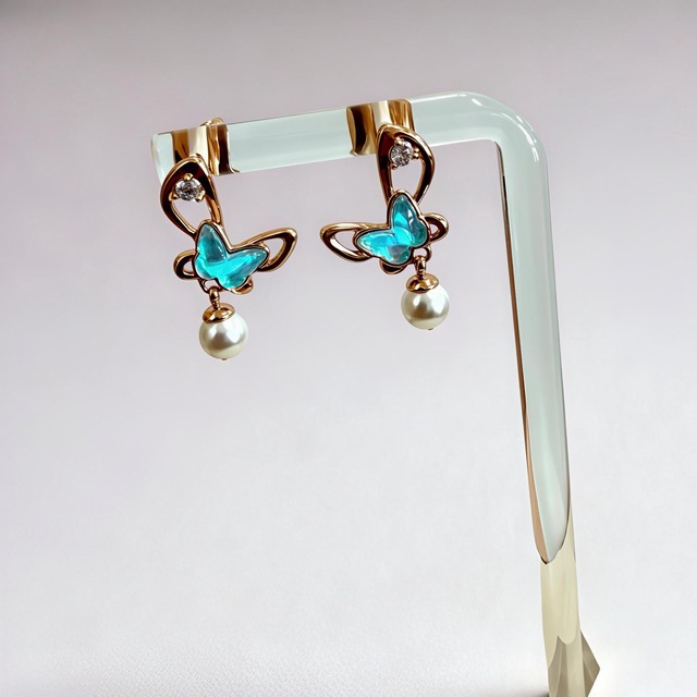 BUTTERFLY PEARL 18K コーティングキャッチピアス