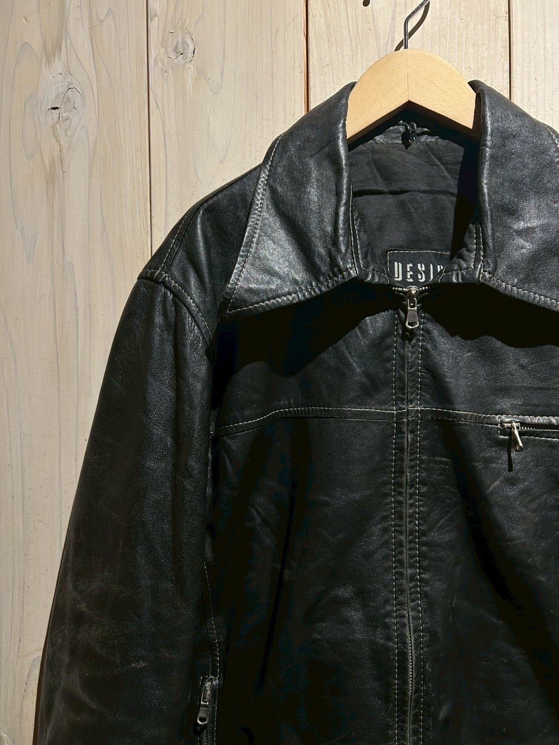 a.k.a.C.a.k.a vintage】90's Euro Vintage Zip Up Leather Jacket