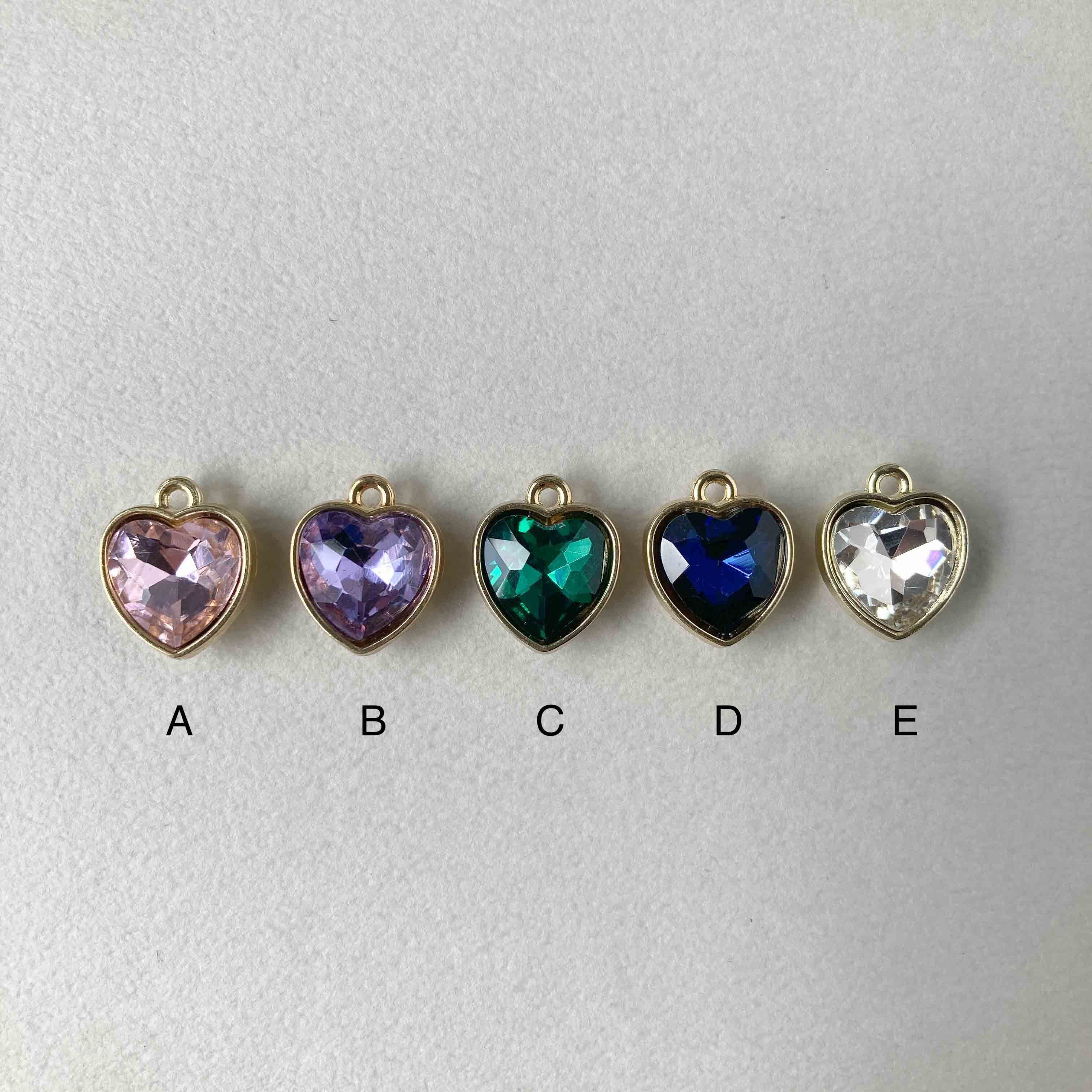 ぷっくりハートストーンチャーム | Dua-アクセサリーパーツショップ