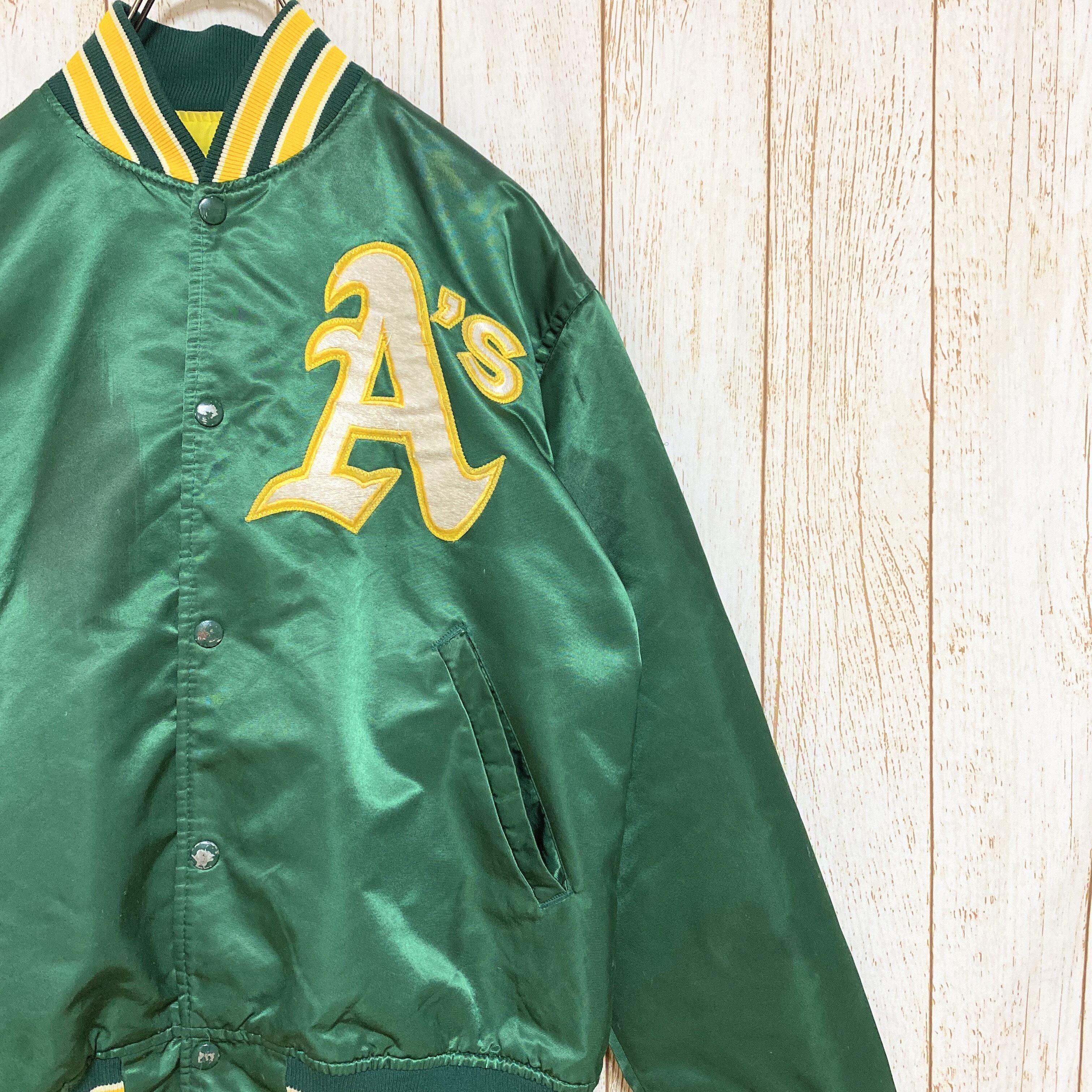 90s USA製 STARTER スターター MLB Oakland Athletics オークランド・アスレチックス ナイロン スタジャン M  USA古着