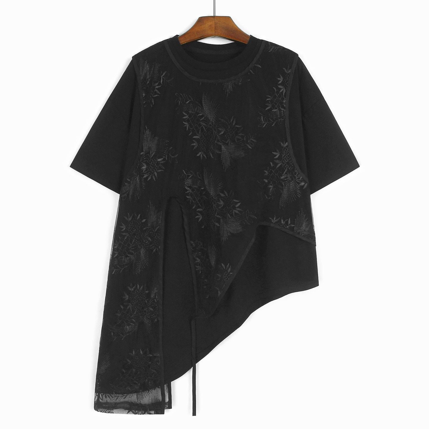 ASYMMETRIC MESH VEST AND SLEEVE T-SHIRT SETUP M-17252