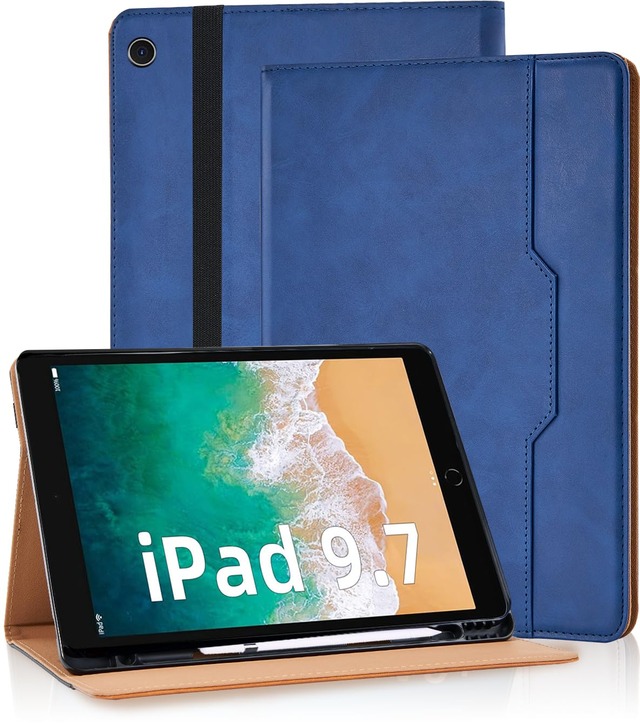 Jajaful適用 iPad9.7インチ 第6/5世代 ケース iPad air2 Pro 9.7カバー オートスリープ/ウェイク機能 青