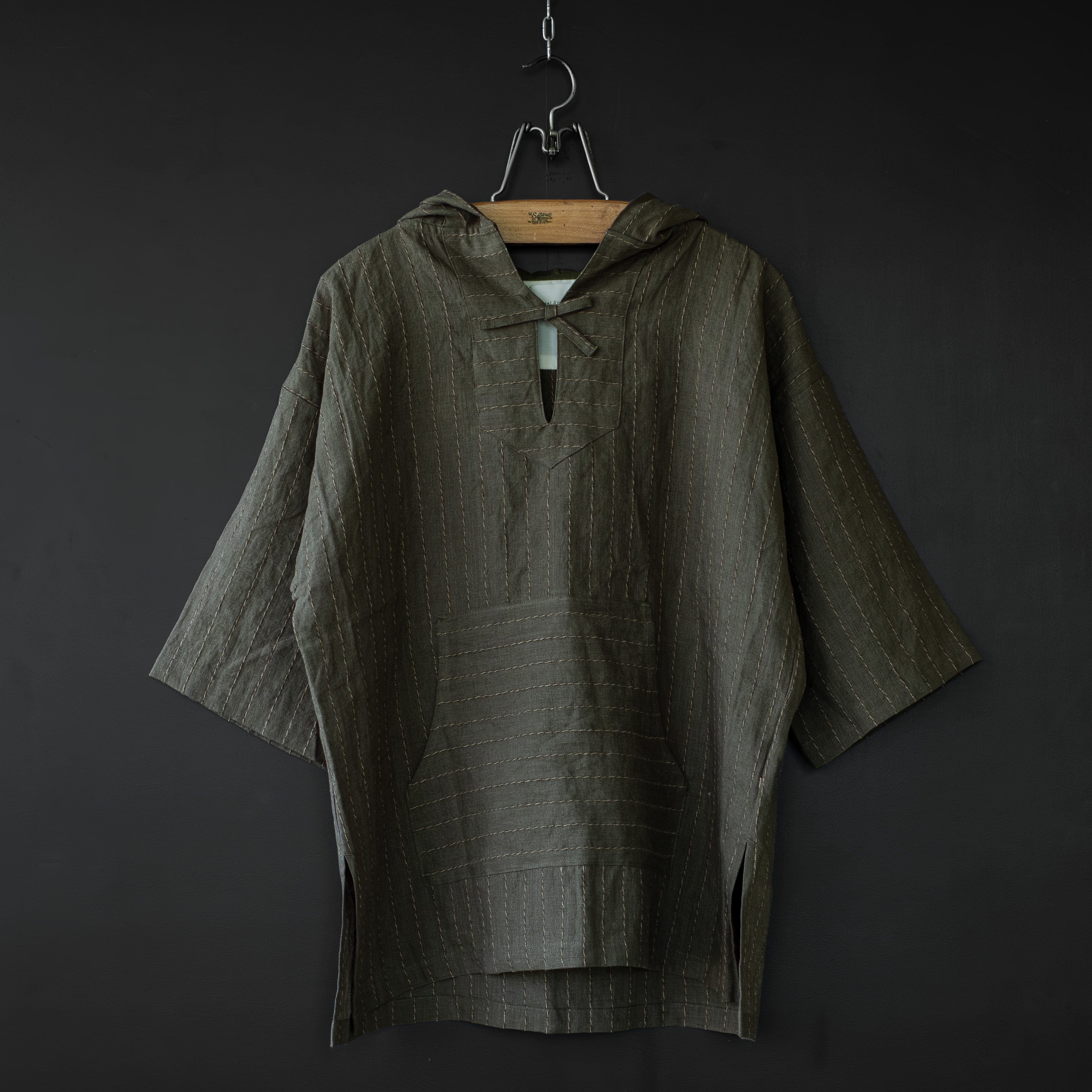 【未使用品/リネン100%】OUTIL MANTEAU BIDOS パーカー 3 Universal Style Wear】 linen mexican parka (olive) | dros dro