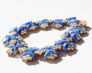80s vintage blue gold rhinestone bracelet