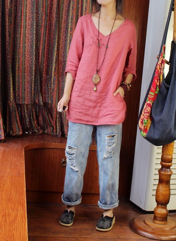 ホワイトクロップドジーンズ コットン Yiranxuaディースワード9680665304