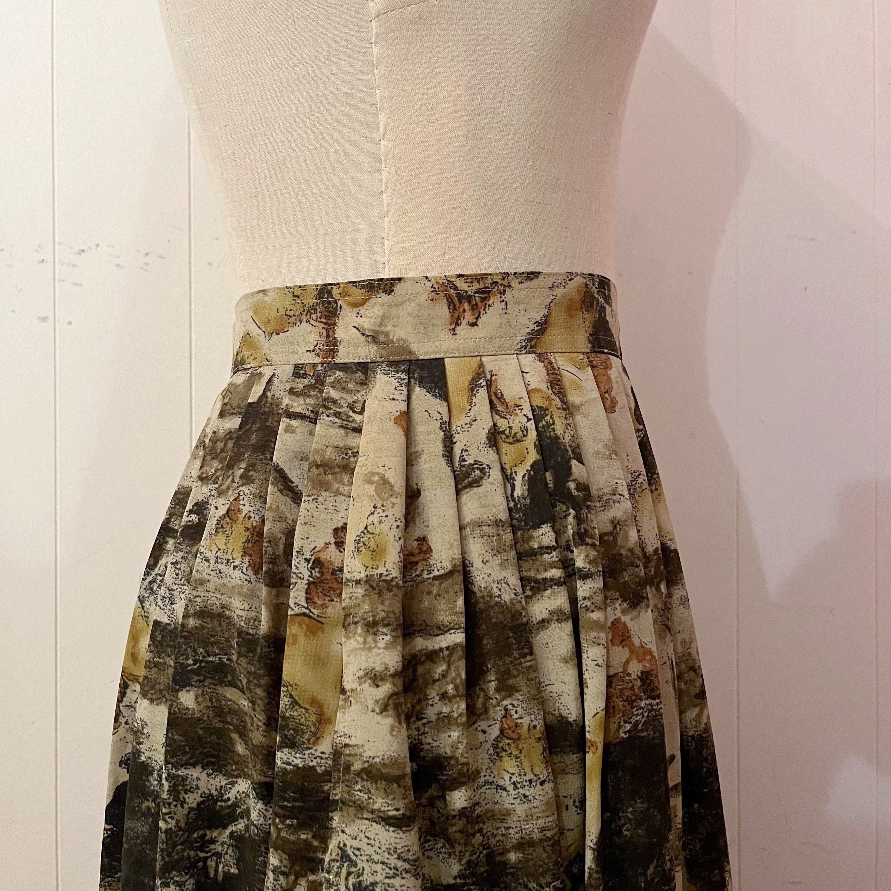 watercolour paint gather flare skirt