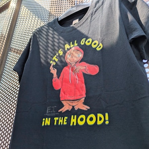 【 E.T. 】 『It's all good in the HOOD! 』Tee / 映画Tシャツ / 80'MOVIE / Tシャツ / BLACK〚アメリカン雑貨 アメトイ〛