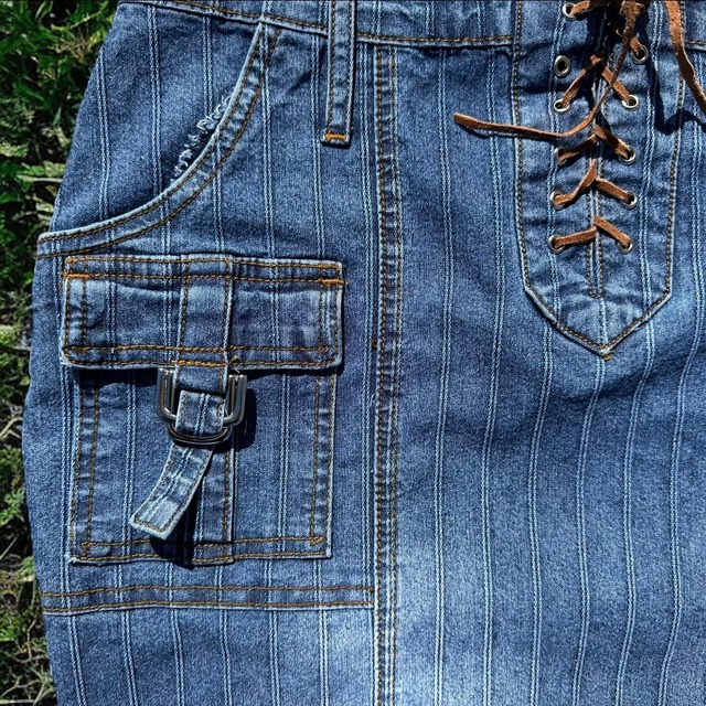 【LADIES】back slit denim skirt